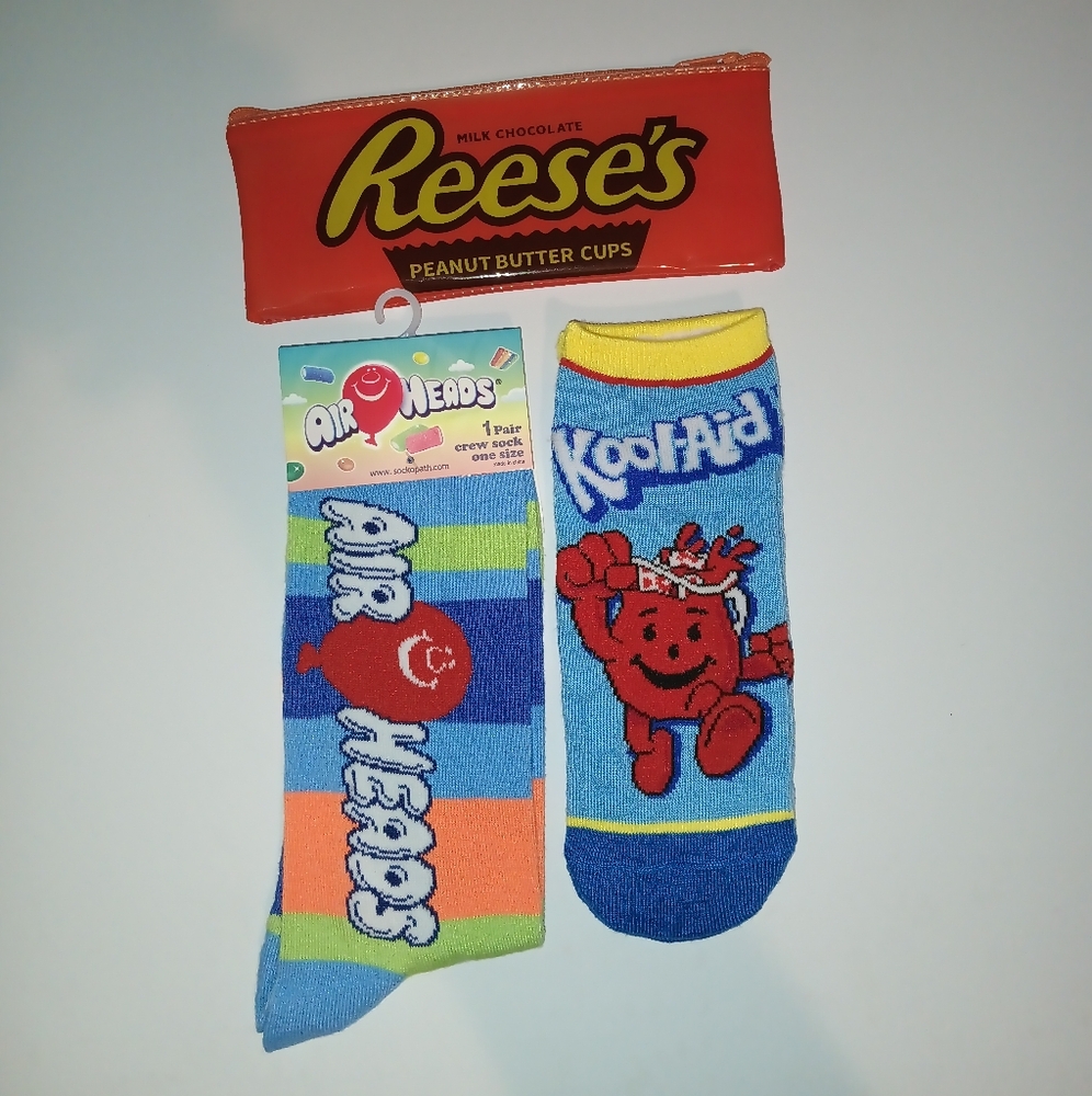 Airhead, Kool aid, And Reese's Socks With Pencil Bag